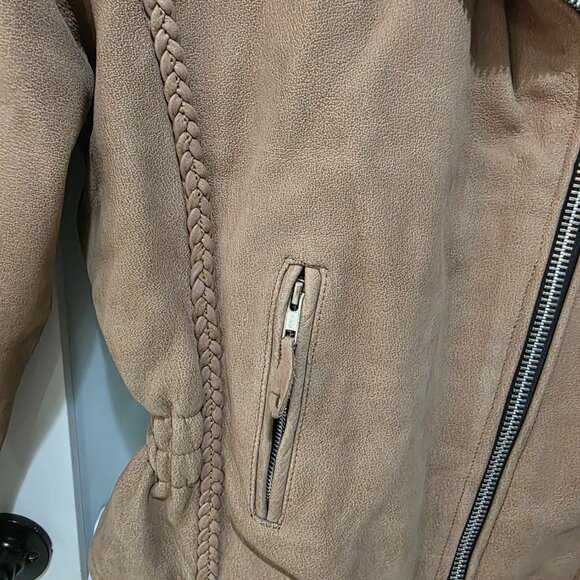 Leather King Tan Moto Jacket Women’s Large Biker Style - Picture 5 of 16